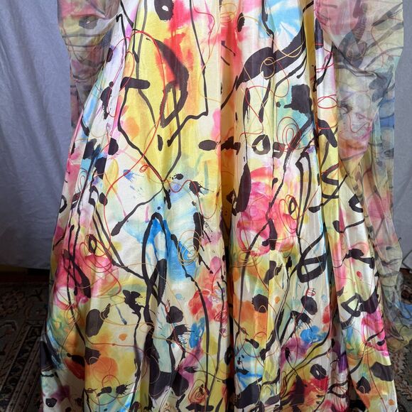 Jovani Ball Gown Yellow Multi-colored A-Line Prom Formal Pageant Sz 14 - Picture 6 of 12
